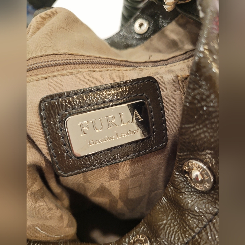 Furla Vintage Olive Green Hobo Bag - Picture 7 of 9